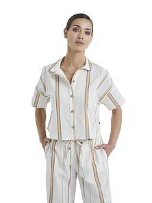 BS60404 BlackSpade Рубашка женская кроп Bohemian Retro Stripes Loungwear