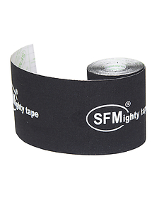 534 837 SFM • Лейкопластырь кинезио тейп SFM, 10см Х 500см, черного цвета, в диспенсере, с логотипом